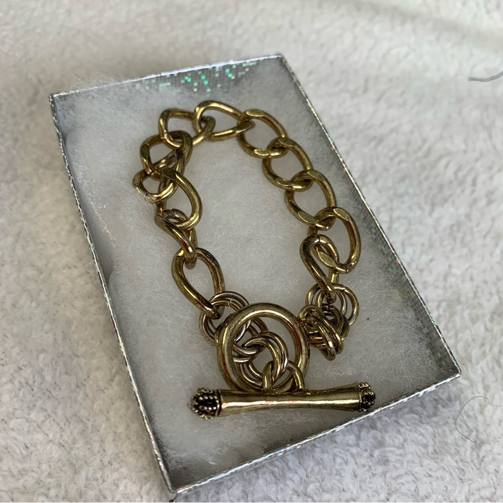 5 for $10 Gold Tone Chain Link Bracelet with toggle clasp - Picture 5 of 5